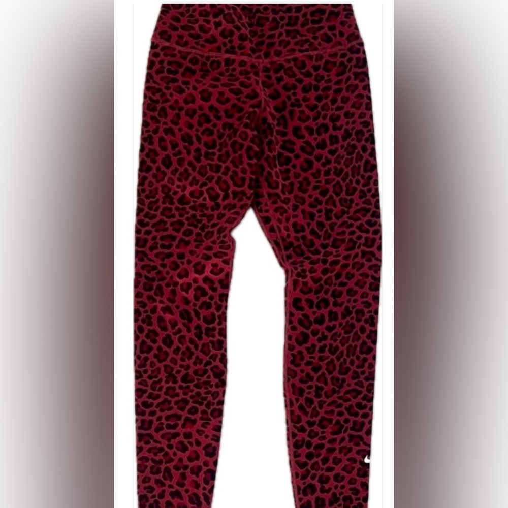 NWOT Nike Burnt Red with Black Leopard Print Leggings Size S - Picture 2 of 4